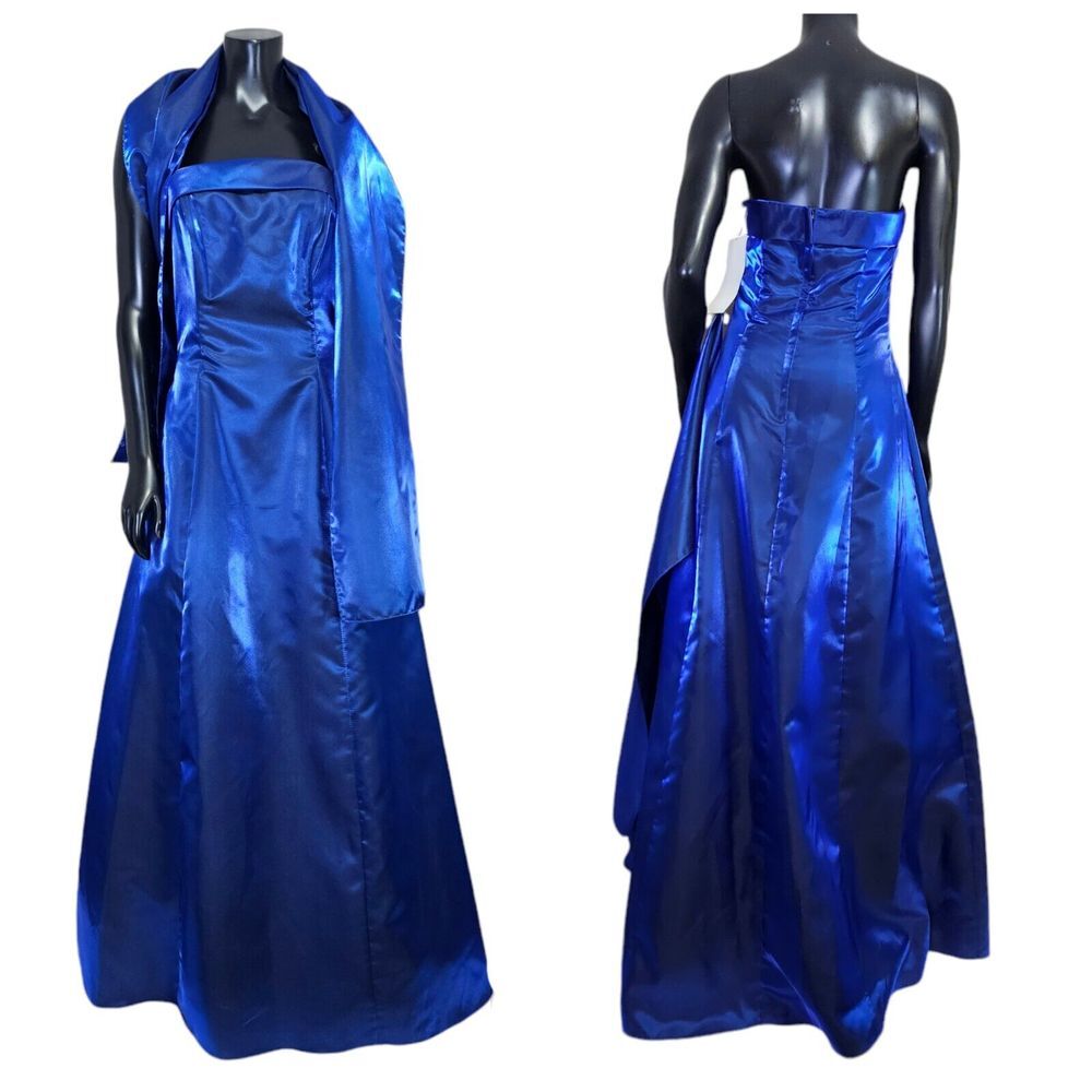 Vintage‎ 90s Y2K Urban Girls Nites Size 7/8 Shimmery Blue Strapless Ball Gown